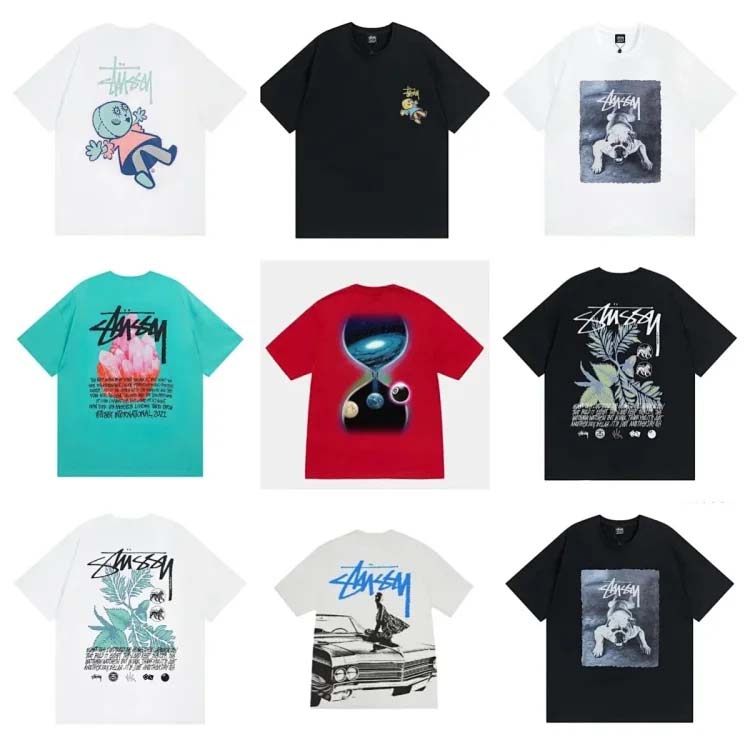 Stu creative reverse logo letter short sleeve T-shirt-1852  