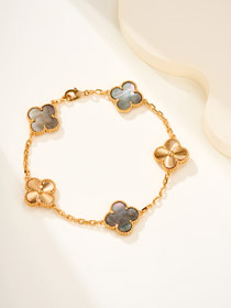 Van Cleef & Arpels Grey Mother-of-Pearl Flower Bracelet-3755  